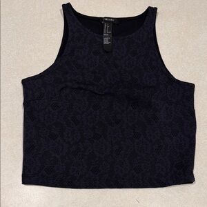 Forever 21 Black Floral Lace Cropped Tank